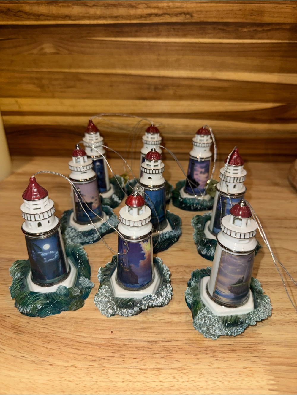 Thomas Kincaid Lighthouse Seaside Reflections Christmas Ornaments Lot Of 9